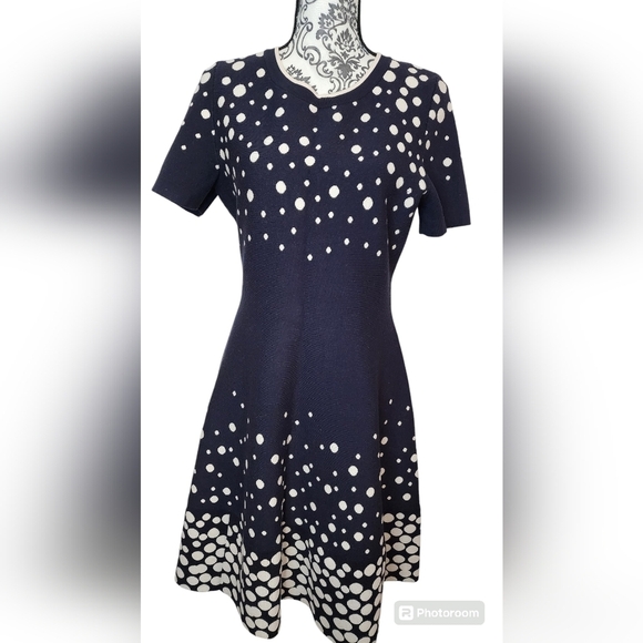 kate spade Dresses & Skirts - Kate Spade Navy and White Polka Dot Midi Dress